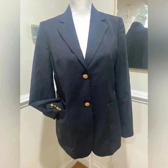 Brooks Brothers Navy Blue Wool Suit Blazer Sz 6 - Picture 2 of 8